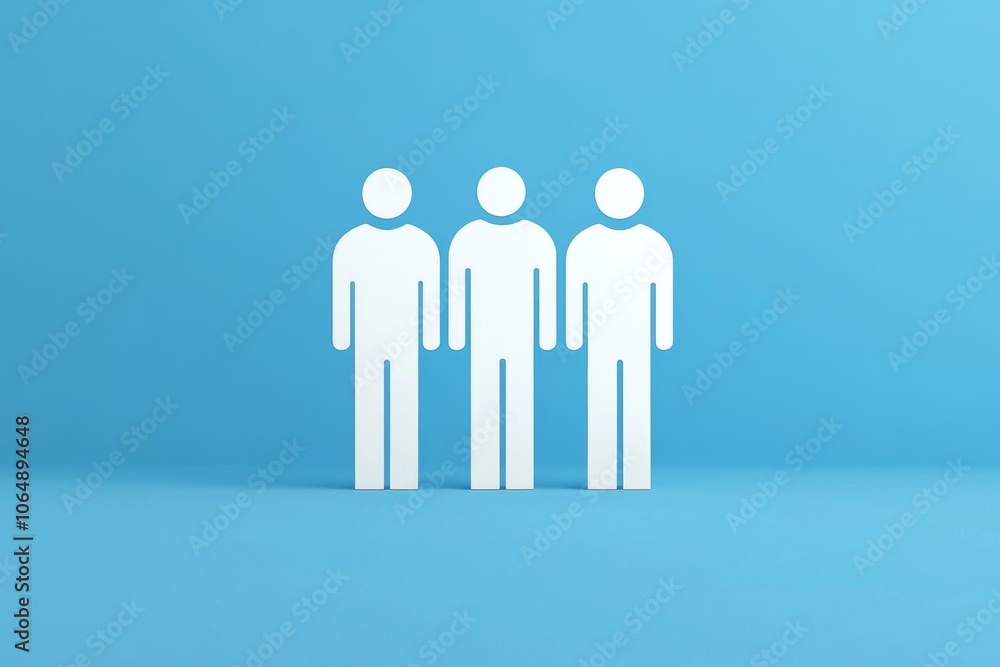 Vector Icon of Three People Standing Together on Blue Background Vector Icon of Three People Standing Together on Blue Background