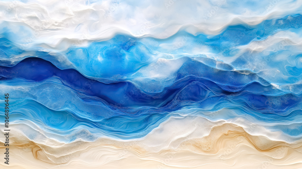 Obraz premium Marine-themed background featuring a turbulent sea wave created with epoxy resin art