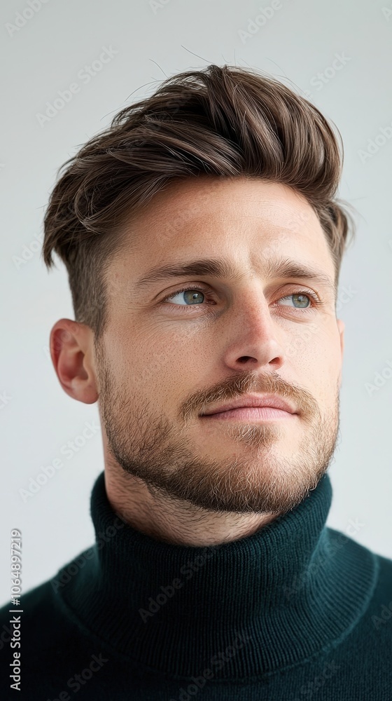 Fototapeta premium A man with a beard and a green shirt