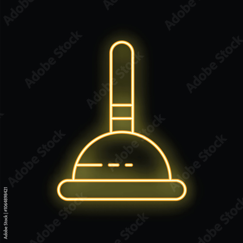 Glowing neon line rubber plunger icon isolated on black background vector illustration for your design, advertising, postcards, banners
