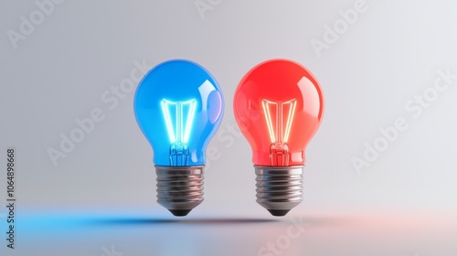 Illuminating Contrasts: Conceptual Image of a Bi-Colored Glowing Light Bulb Signifying Divergent Ideas and Innovation in a Divided World