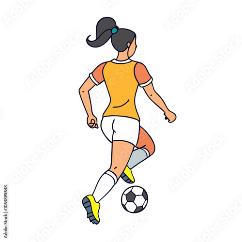 Soccer Dribbling Female Vector.