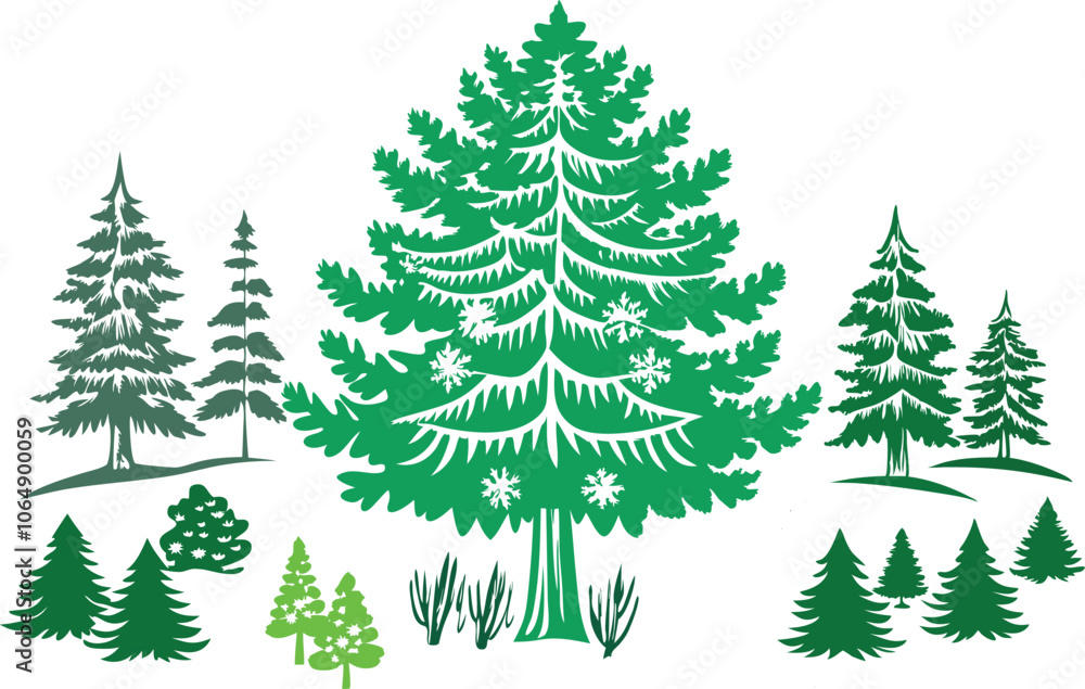 Obraz premium set of christmas trees