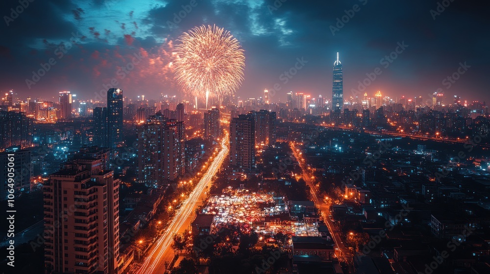 Obraz premium fireworks happy new year