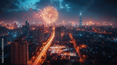 Wallpaper Mural fireworks happy new year Torontodigital.ca