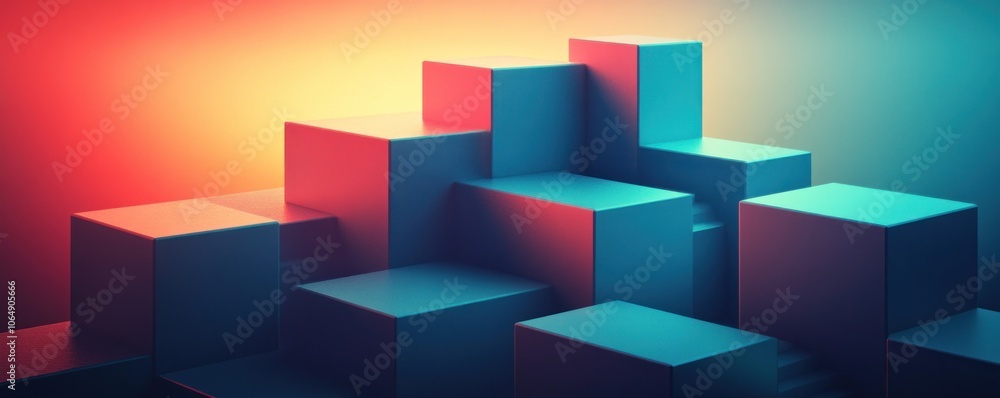 Abstract geometric shapes in vibrant colors creating a modern, artistic composition.