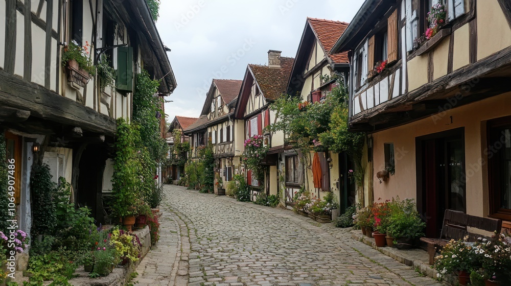 Charming European Village Street Charming European Village Street