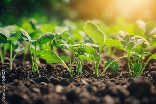 Bush Beans: Fresh Organic Green Beans Growing Outdoors in Lush Field