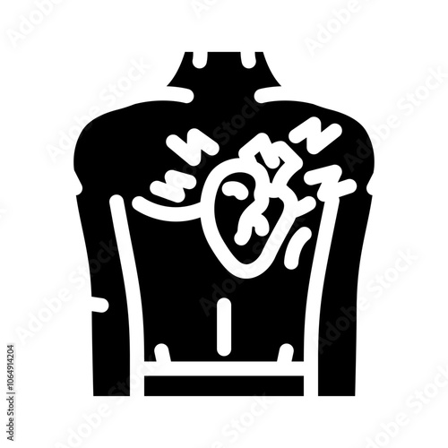chest pain palpitations disease symptom glyph icon vector. chest pain palpitations disease symptom sign. isolated symbol illustration
