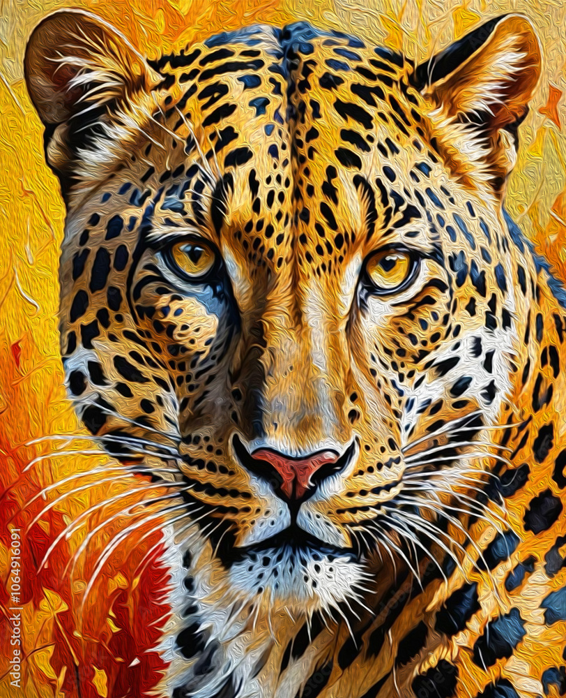 Fototapeta premium Cheetah. Oil paint. Animal illustration. Design for use in graphics.