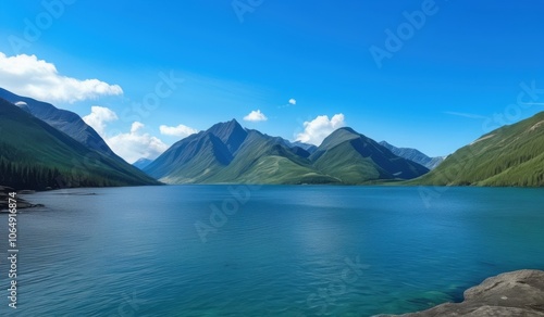 a lake with mountains in the background