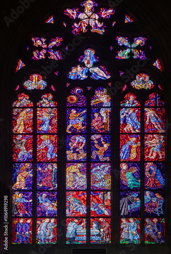 Stained glass in St Vitus Cathedral, Prague