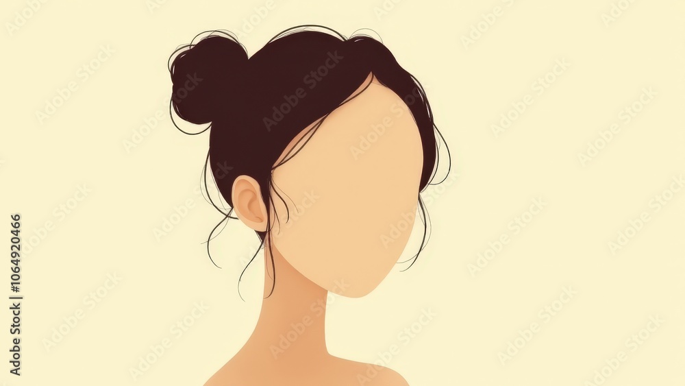 Faceless woman art with muted colors and a warm background, perfect for modern, minimalist design Faceless woman art with muted colors and a warm background, perfect for modern, minimalist design