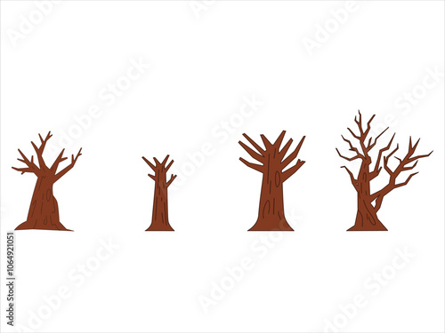 Fall season twig branches dead plant dry tree forest trees woods nature seasonal flora garden phase deciduous colorful design icon set collection