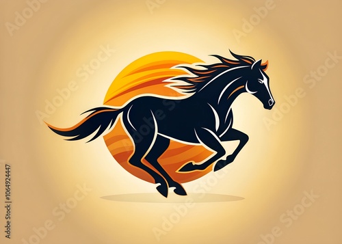 colourful running horse logo creative icon  photo