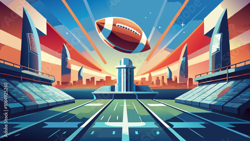 Dramatic american football scene with super bowl atmosphere