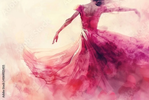 A woman wearing a pink dress, possibly for a special occasion or celebration