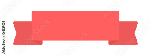 文字スペースのあるシンプルな横長の赤いリボンのイラスト - かわいいフレームや見出しなどの装飾の素材