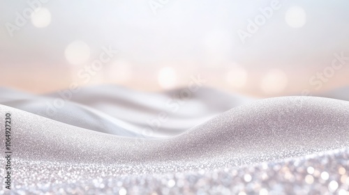 Winter Wonderland: A captivating snowscape, with glistening dunes shimmering under soft, diffused light, evokes a sense of peace and tranquility in this serene winter scene.