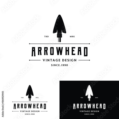 Archery or arrowshead retro vintage design logo.Logo for hunting , labels , badges and business. photo