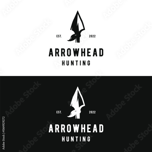 Archery or arrowshead retro vintage design logo.Logo for hunting , labels , badges and business. photo