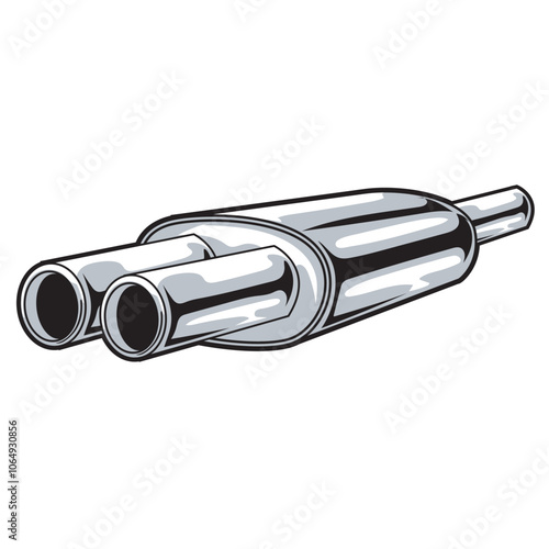 Vector Illustration of Muffler with Detailed Vintage Illustration