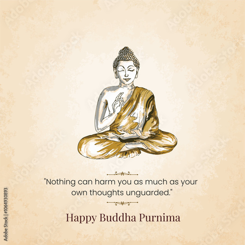 Happy buddha purnima with sktech illutration