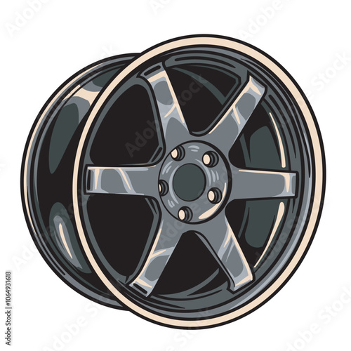 Vector Illustration of Rim with Detailed Vintage Illustration