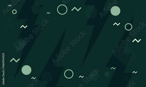 Abstract Geometric Pattern with Green Shapes on a Dark Background photo