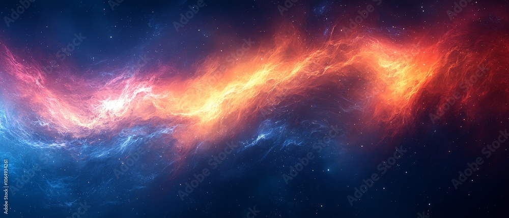A vibrant cosmic scene featuring swirling colors of orange and blue, evoking a sense of wonder. A vibrant cosmic scene featuring swirling colors of orange and blue, evoking a sense of wonder.