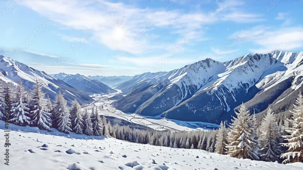 Breathtaking winter season with snow-covered landscapes and serene atmosphere. Seasonal concept Breathtaking winter season with snow-covered landscapes and serene atmosphere. Seasonal concept