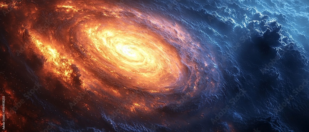 A vibrant galaxy swirling with fiery colors and cosmic elements. A vibrant galaxy swirling with fiery colors and cosmic elements.