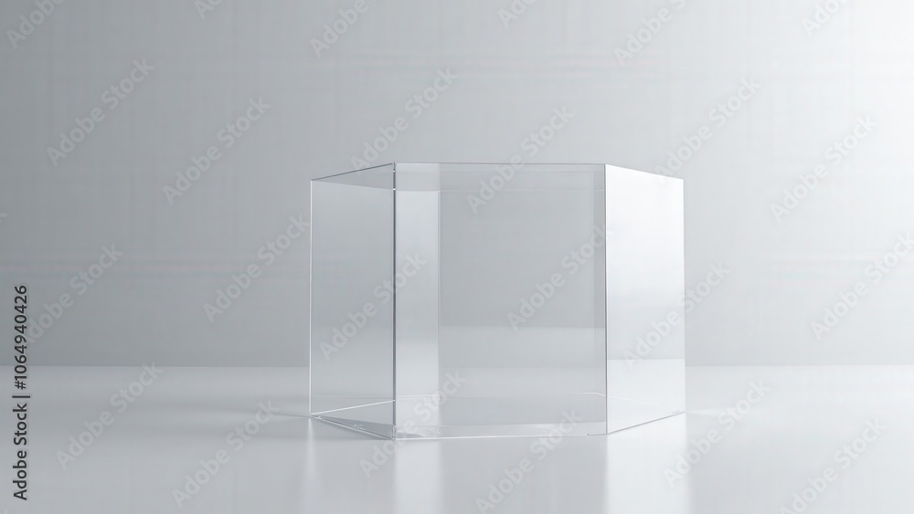 A 3D render of an acrylic box on a gradient background, highlighting clarity and simplicity A 3D render of an acrylic box on a gradient background, highlighting clarity and simplicity