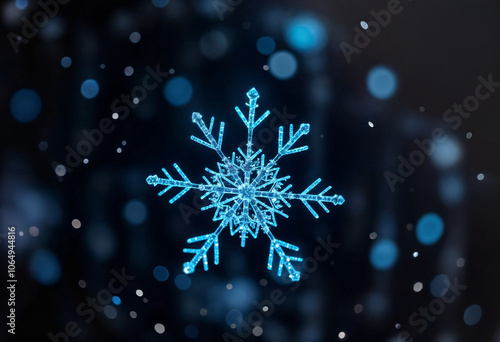 Obraz na płótnie Gioiello di ghiaccio- la bellezza di un fiocco di neve scintillante w salonie