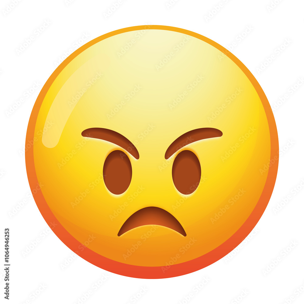 An angry emoji face with furrowed brows and a frown, expressing strong displeasure and frustration in bold yellow tones. An angry emoji face with furrowed brows and a frown, expressing strong displeasure and frustration in bold yellow tones.
