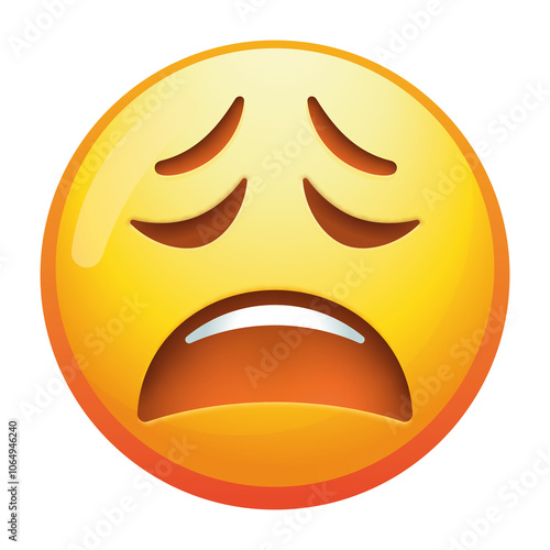 A weary emoji face with droopy eyes and a tired expression, conveying exhaustion and fatigue in soft yellow tones.