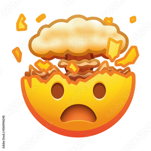 An exploding head emoji, showcasing a face with an open mouth and bursting brains, expressing shock and amazement in vivid yellow tones.