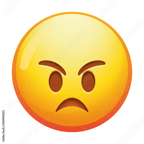 An angry emoji face with furrowed brows and a frown, expressing strong displeasure and frustration in bold yellow tones.