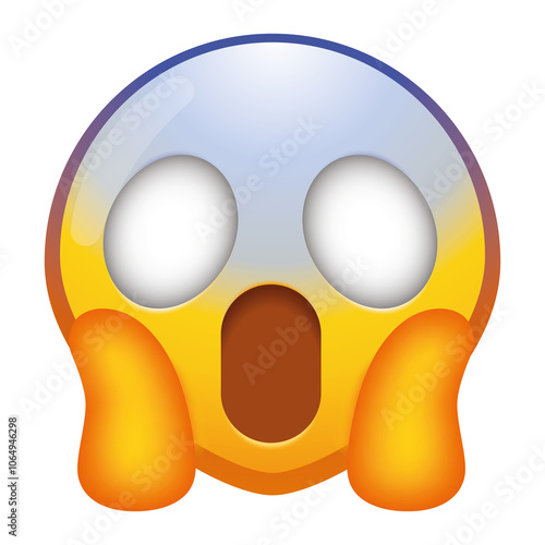 A face screaming in fear emoji, featuring wide eyes and an open mouth, expressing intense fright and shock in bright yellow and blue tones.