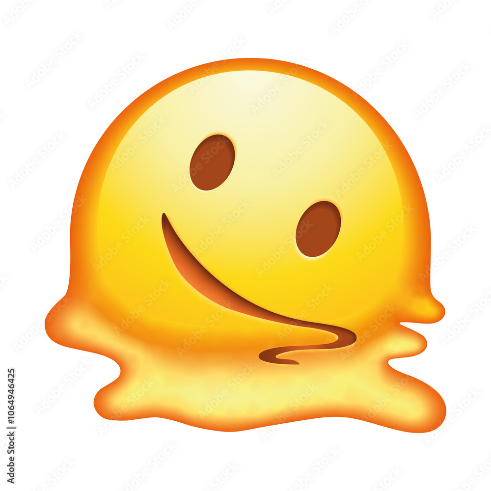 Ταπετσαρία A melting emoji face with drooping features and a distressed expression, conveying feelings of heat or discomfort in vibrant yellow tones