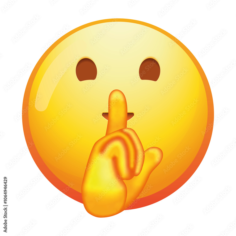 Ταπετσαρία A shushing emoji face with a finger over its lips and wide eyes, conveying a request for silence or secrecy in soft yellow tones