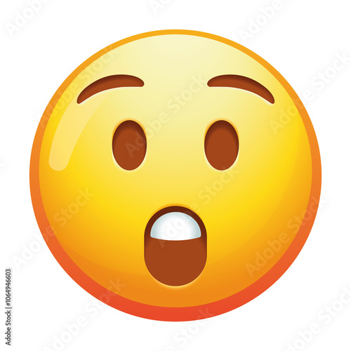 An astonished emoji face with wide eyes and an open mouth, expressing shock or amazement in bright yellow tones.