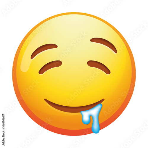 Slika na platnu A drooling emoji face with an open mouth and a silly expression, conveying hunger or desire in bright yellow tones