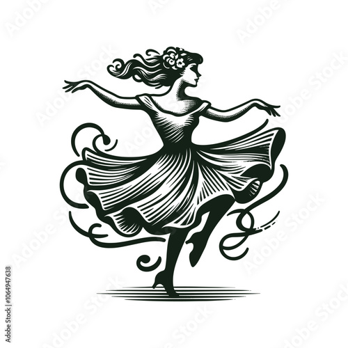 Ballerina. Black swan Ballet Vector illustration