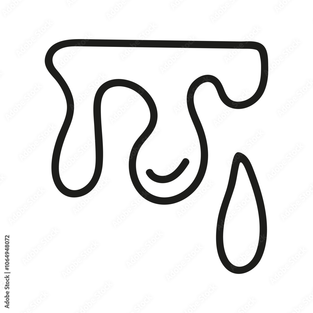 Obraz premium Hand drawn linear dripping flow liquid melt and drop. Doodle water splashes graphic illustration