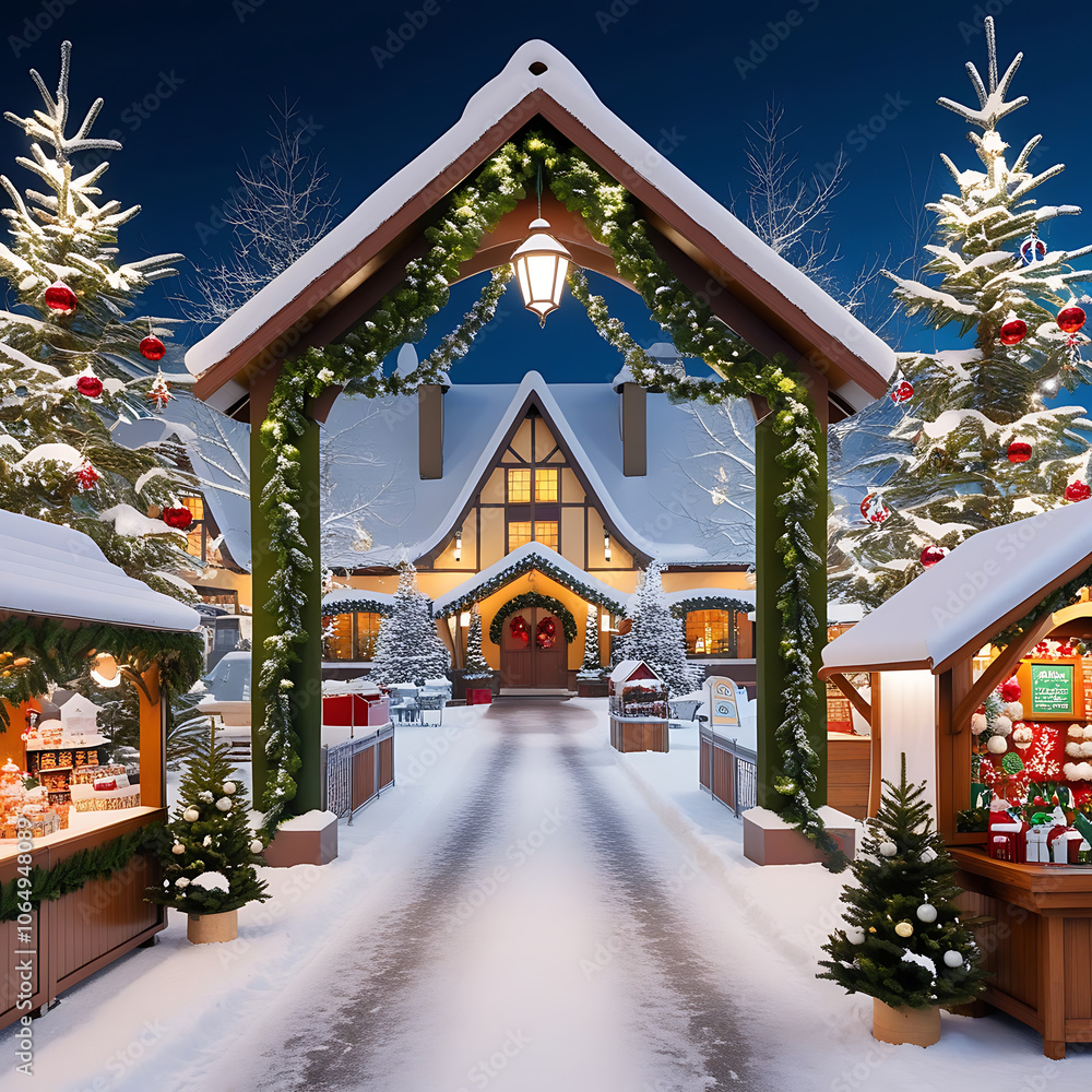 Christmas street decoration Generative AI Christmas street decoration Generative AI