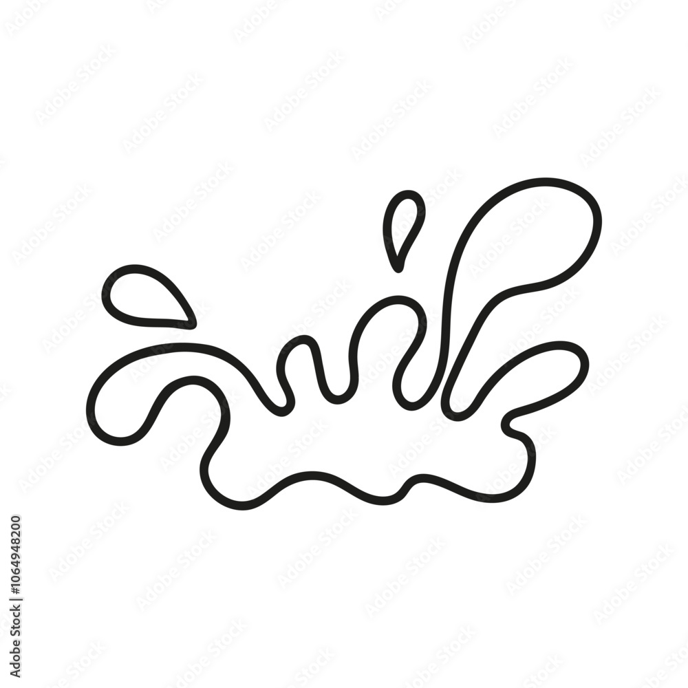 Hand drawn water splashes linear silhouette. Doodle graphic illustration Hand drawn water splashes linear silhouette. Doodle graphic illustration