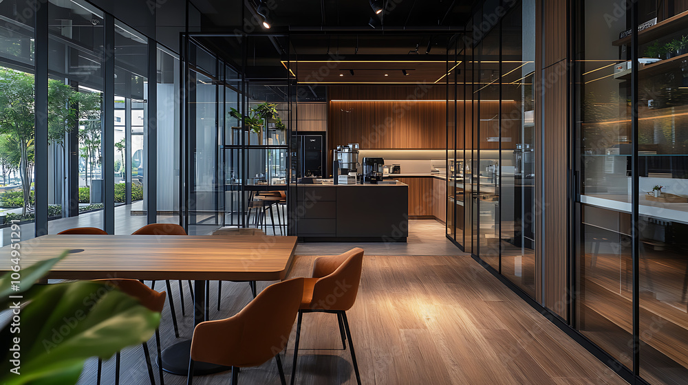 Modern office interior design with sleek furniture and ample natural light. Modern office interior design with sleek furniture and ample natural light.