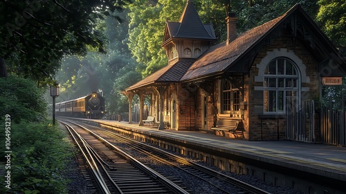 Wallpaper Mural old railway station in autumn Torontodigital.ca