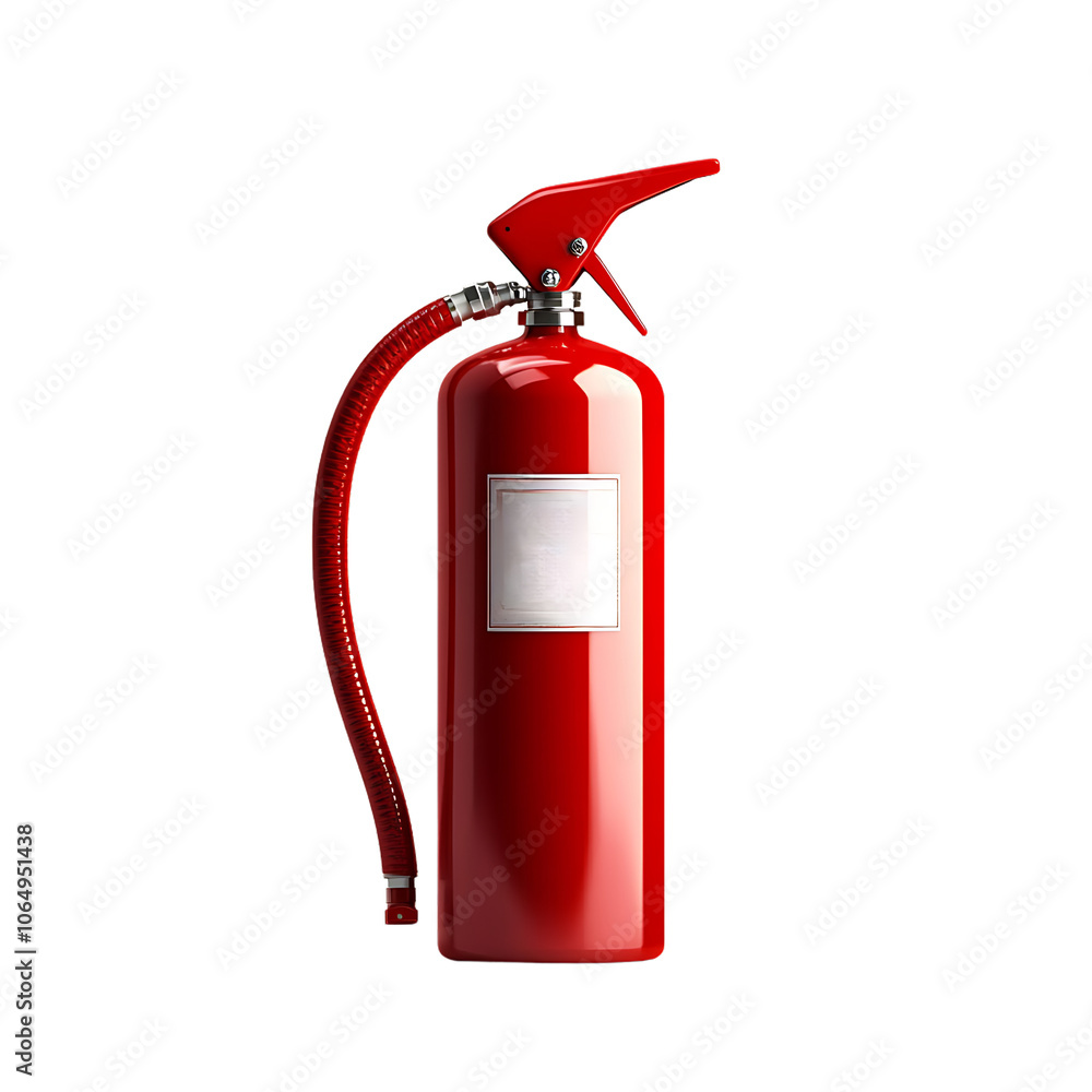 Obraz premium Red fire extinguisher on a white isolated background, Transparent background.